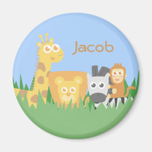 Süße Safari-Tiere Kinder Personalisierter Magnet