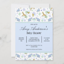 Süße Safari-Tiere Muster Baby Shower Einladung
