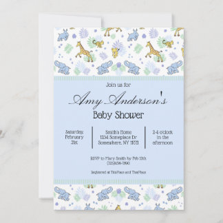 Süße Safari-Tiere Muster Baby Shower Einladung