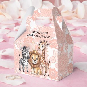 Süße Safari-Tiere Rosa Blumen Mädchen Baby-Party Geschenkschachtel