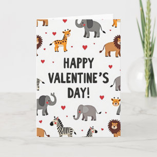 Süße Safari-Tiere Valentinstagskarte Karte