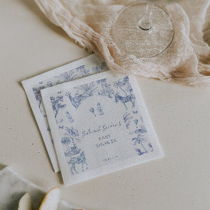 Süße Safari-Toile-de-Jouy Blaue Babyparty Serviette
