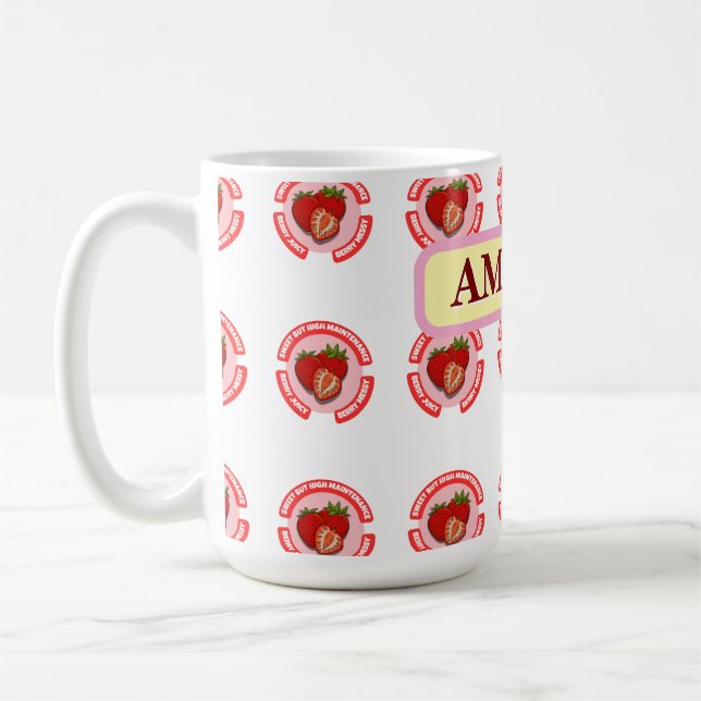 Süße saftige Erdbeeren Sommerfrüchte  Kaffeetasse (Links)