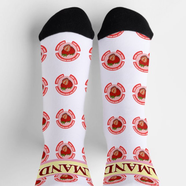 Süße saftige Erdbeeren Sommerfrüchte  Socken (Oben)