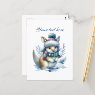 Süße saisonale Winterkänguru-Text hinzufügen Postkarte