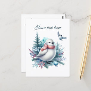 Süße saisonale Wintervogel-Text hinzufügen Postkarte