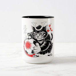 Süße Samurai-Katze Fußball-Geschenk für Japan-Fans Zweifarbige Tasse