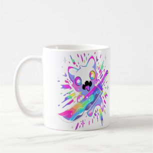 Süße Samurai-Party-Katze Edm-Festival Rave Kaffeetasse