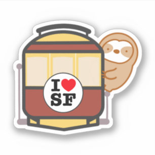 Süße San Francisco-Seilbahn-Faultier Aufkleber