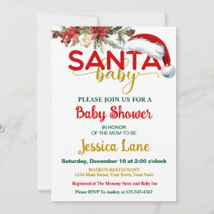 Süße Santa Baby Dezember Baby Shower Einladung