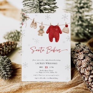 Süße Santa-Babys Zwillinge Weihnachten Baby Shower Einladung