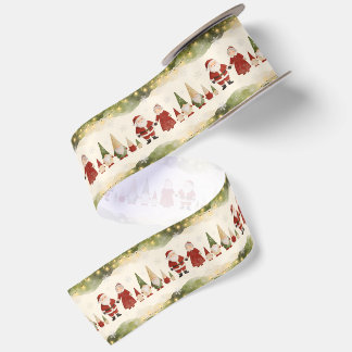 Süße Santa-Gnome Weihnachtscreme-Wasserfarbe MH26 Satinband