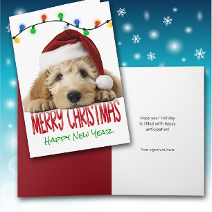 Süße Santa Goldendoodle Weihnachtskarte Feiertagskarte
