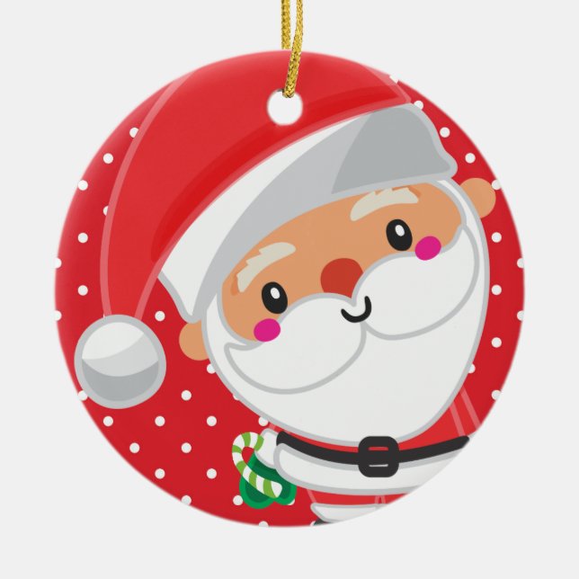 Süsse Santa Personalisiert Kids Weihnachten Keramik Ornament (Vorne)