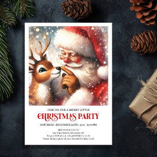 Süße Santa-Rudolph-Kinder-Weihnachtsfeier-Einladun Einladung