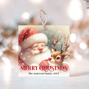 Süße Santa und Rudolph Weihnachts-Geschenkanhänger Geschenkanhänger