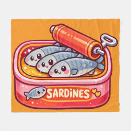 Süße Sardinen Fisch Cartoon Fleecedecke