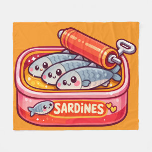 Süße Sardinen Fisch Cartoon Fleecedecke