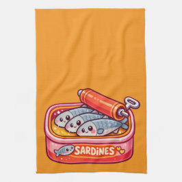 Süße Sardinen Fisch Cartoon Geschirrtuch
