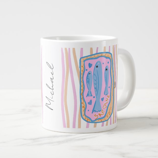 Süße Sardinen-Kunst Jumbo-Tasse (Vorderseite Rechts)