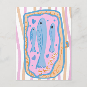 Süße Sardinen-Kunst Postkarte