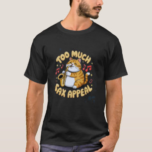 Süße Saxophon-Katze spielt Smooth Jazz mit zu viel T-Shirt