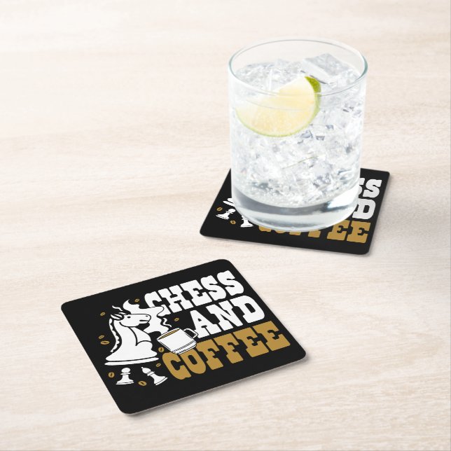 Süße Schach- und Kaffee-Schachliebhaber-Ritter-Kun Rechteckiger Pappuntersetzer (Vor Ort)