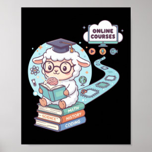 Süße Schaf-Figur lernt Online-Kurse Poster