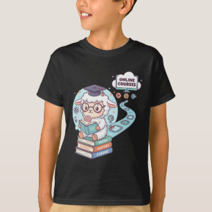 Süße Schaf-Figur lernt Online-Kurse T-Shirt