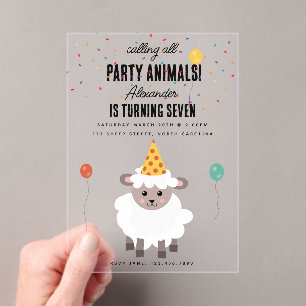 Süße Schaf Lamm Bauernhof Party Tiere Geburtstag Acryleinladungen