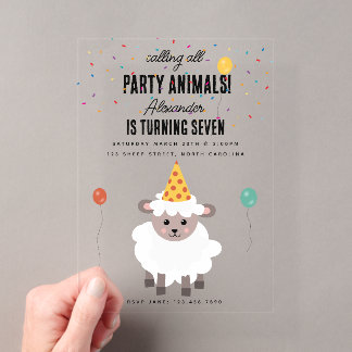 Süße Schaf Lamm Bauernhof Party Tiere Geburtstag Acryleinladungen