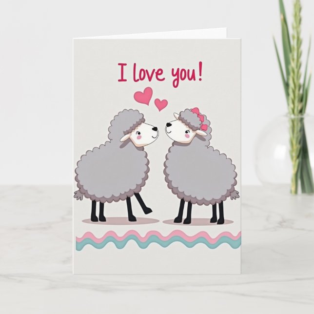 Süße Schafe Ich liebe Dich Karte (Vorderseite)