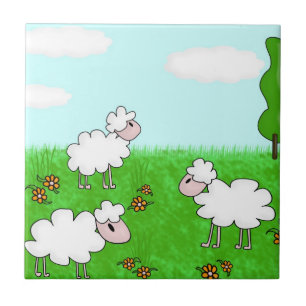 Süße Schafkinder-Illustration Fliese