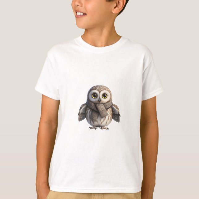 Süße Schals-Eulen-Kunst für Kinder T-Shirt (Vorderseite)