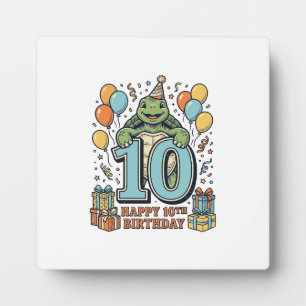 Süße Schildkröte 10. Geburtstag Vintage-Party-Desi Fotoplatte