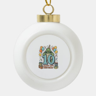 Süße Schildkröte 10. Geburtstag Vintage-Party-Desi Keramik Kugel-Ornament