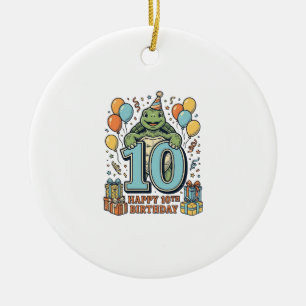 Süße Schildkröte 10. Geburtstag Vintage-Party-Desi Keramik Ornament