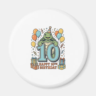 Süße Schildkröte 10. Geburtstag Vintage-Party-Desi Magnet