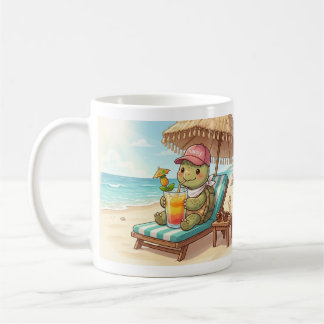 Süße Schildkröte am Strand Kaffeetasse