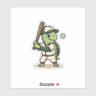 Süße Schildkröte Baseball-Schläger Vintage-Vektor- Aufkleber
