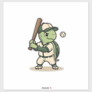 Süße Schildkröte Baseball-Schläger Vintage-Vektor- Aufkleber