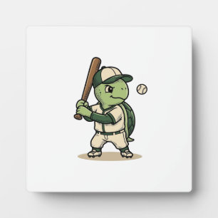 Süße Schildkröte Baseball-Schläger Vintage-Vektor- Fotoplatte