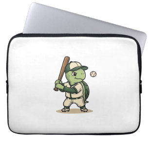 Süße Schildkröte Baseball-Schläger Vintage-Vektor- Laptopschutzhülle
