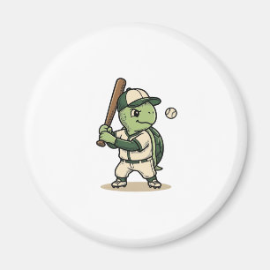 Süße Schildkröte Baseball-Schläger Vintage-Vektor- Magnet