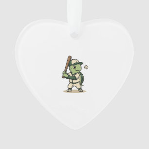 Süße Schildkröte Baseball-Schläger Vintage-Vektor- Ornament