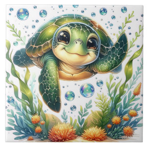 Süße Schildkröte Fliese