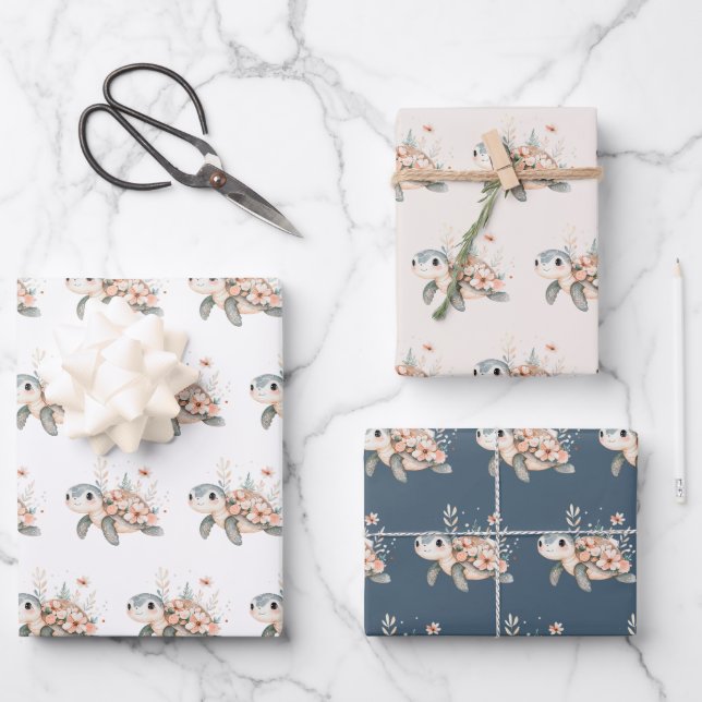 Süße Schildkröte Geschenkpapier Set (Vorderseite)