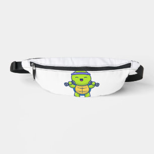 Süße Schildkröte hebt Hanteln Cartoon-Illustration Bauchtasche