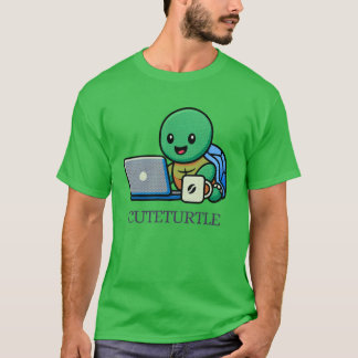 Süße Schildkröte Laptop Cartoon T-Shirt