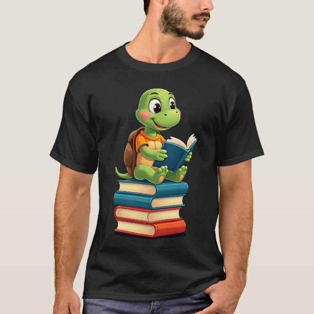 Süße Schildkröte liest Bücher (4) T-Shirt (Vorderseite)